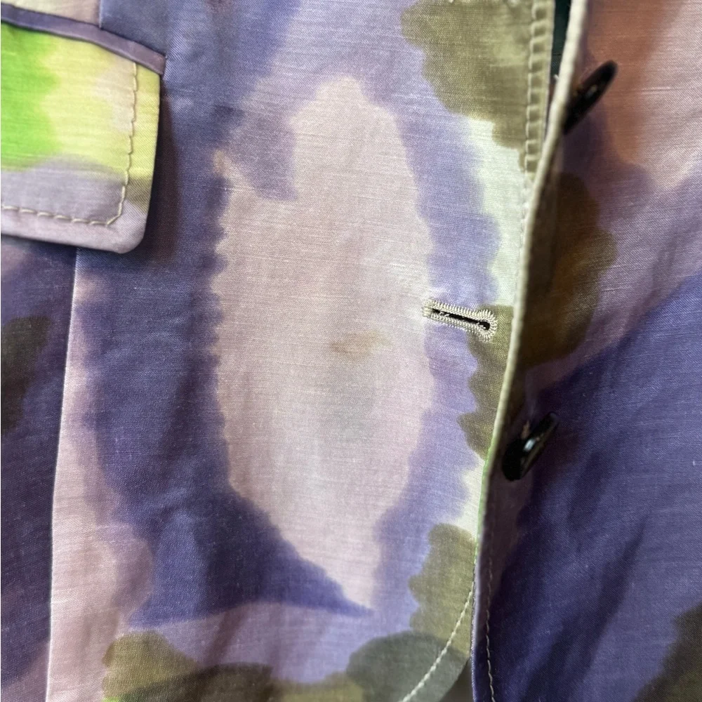 ETRO Statement Blazer Abstract Watercolor Art Print Made in Italy Linen Blend 50 - Picture 8 of 8